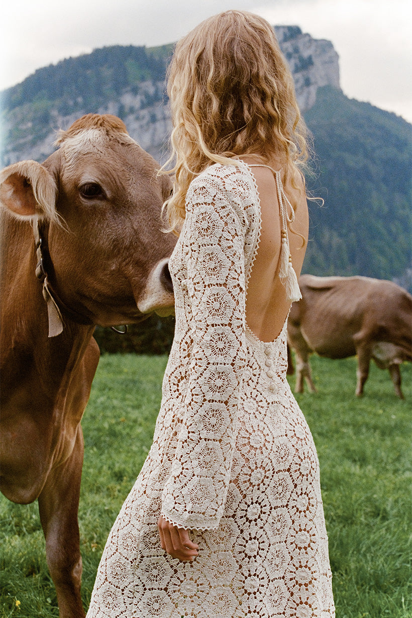 Spell | Helena Crochet Lace Gown - Cream