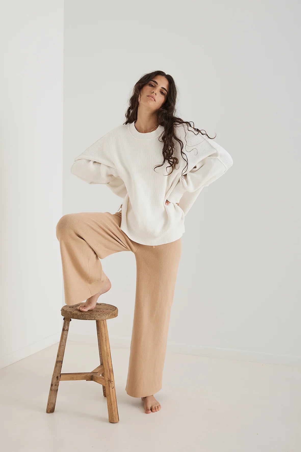 Harper Organic Knit Sweater - Cream