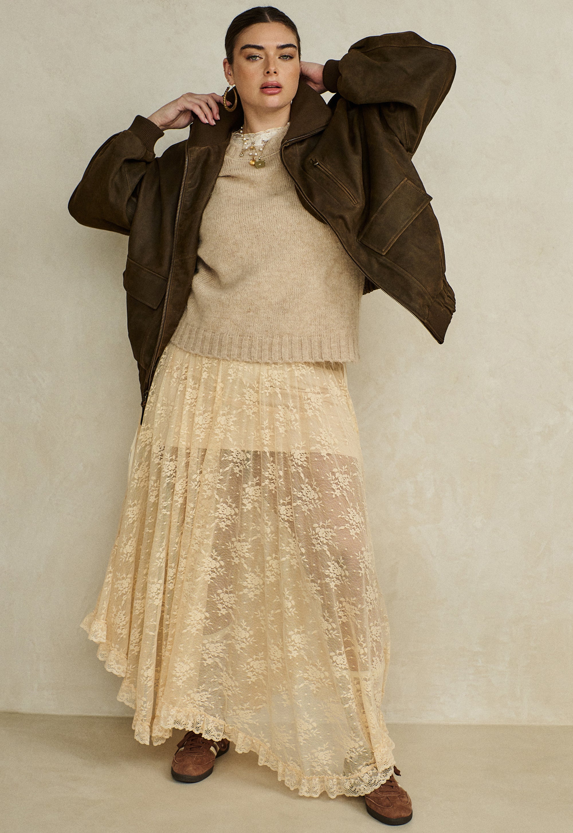 Labyrinth Lace Maxi Skirt - Peach Bliss