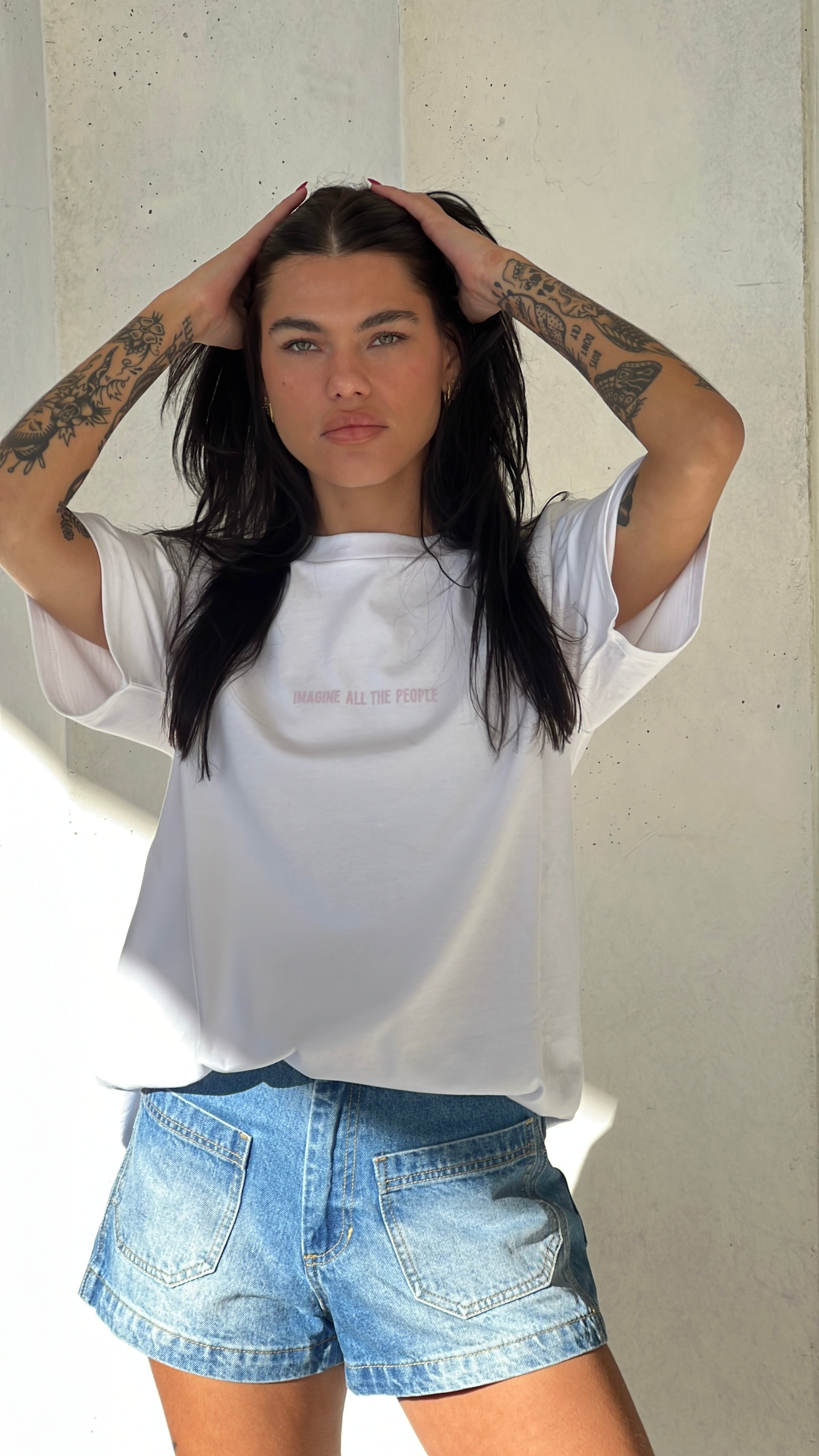 Imagine Heavy Tee White - Pink