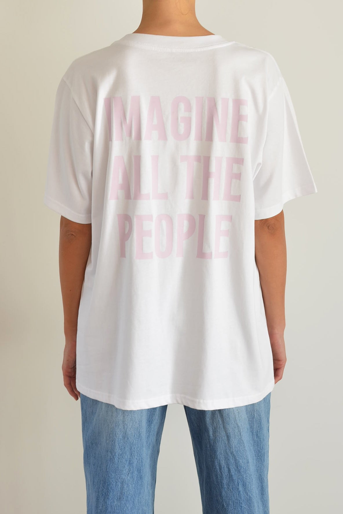 Imagine Heavy Tee White - Pink