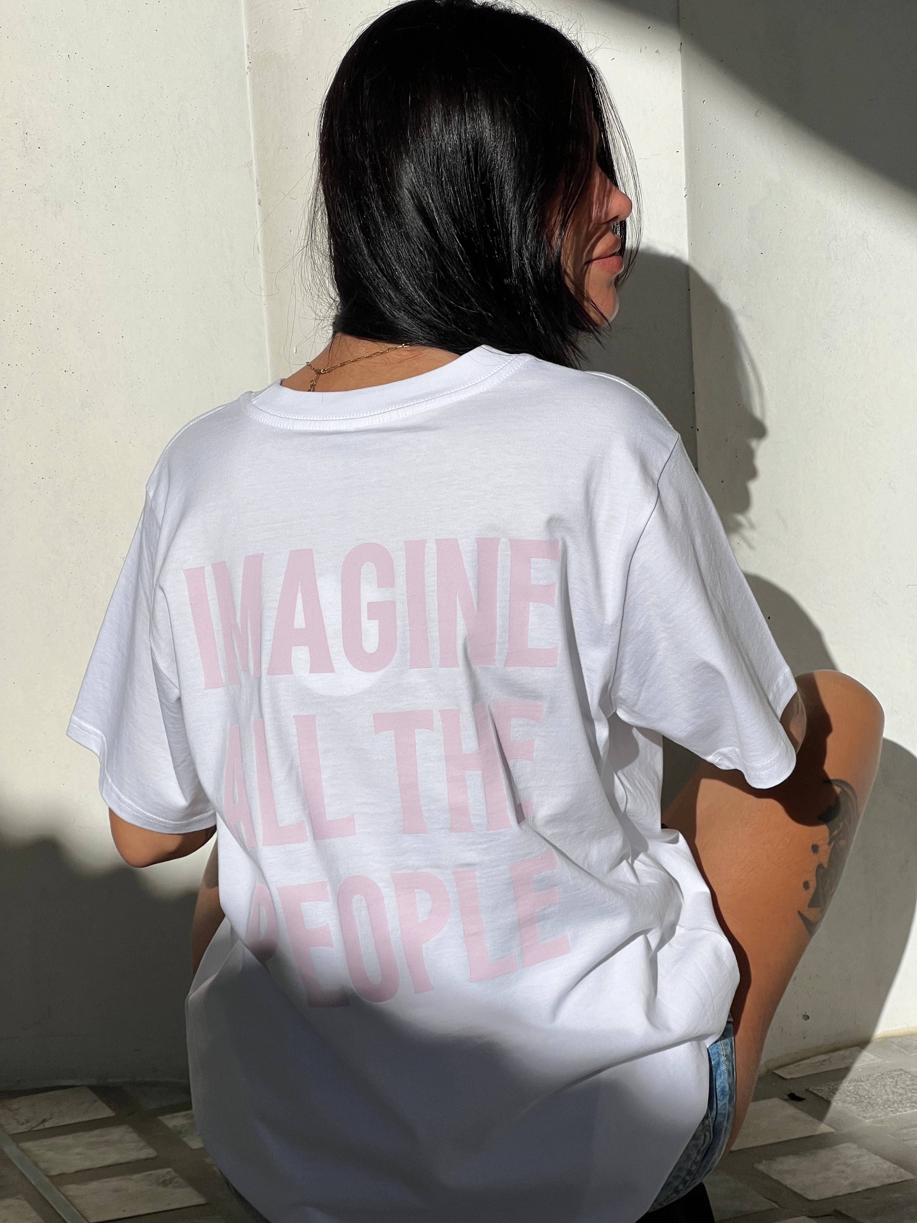 Imagine Heavy Tee White - Pink
