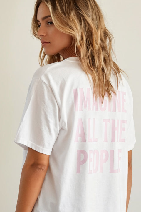 Imagine Heavy Tee White - Pink