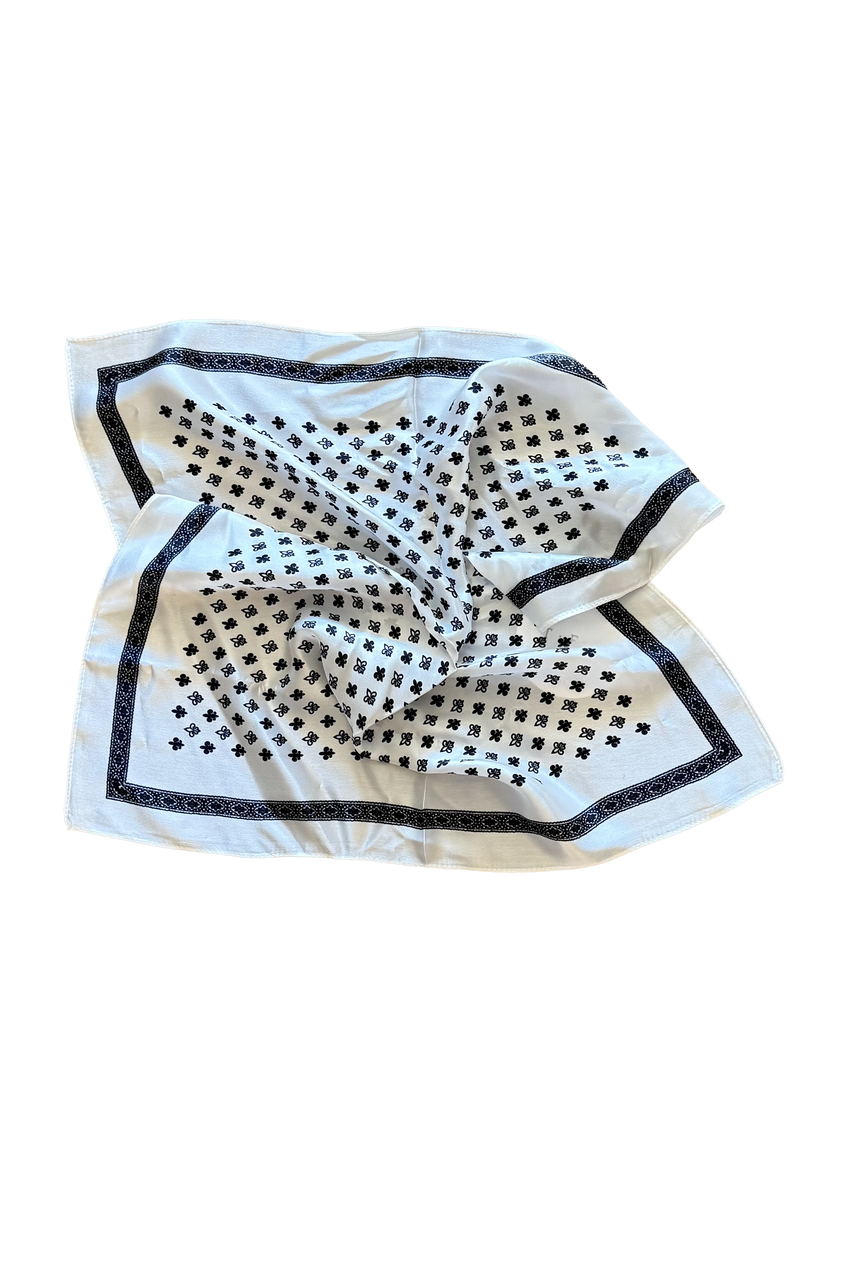 Samantha 100% Silk Scarf - White/Black