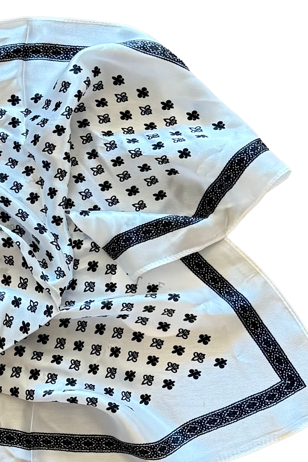 Samantha 100% Silk Scarf - White/Black