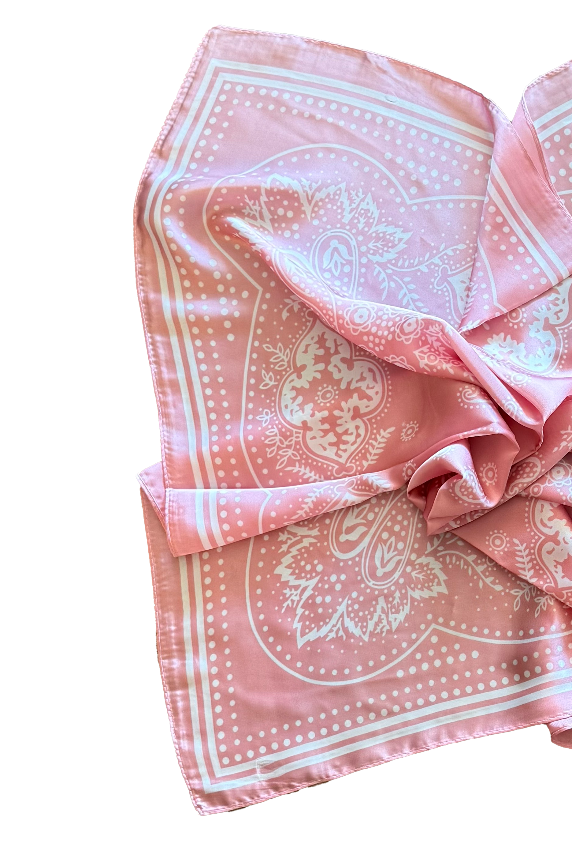 Bandana Dot Scarf -  Soft Pink/White