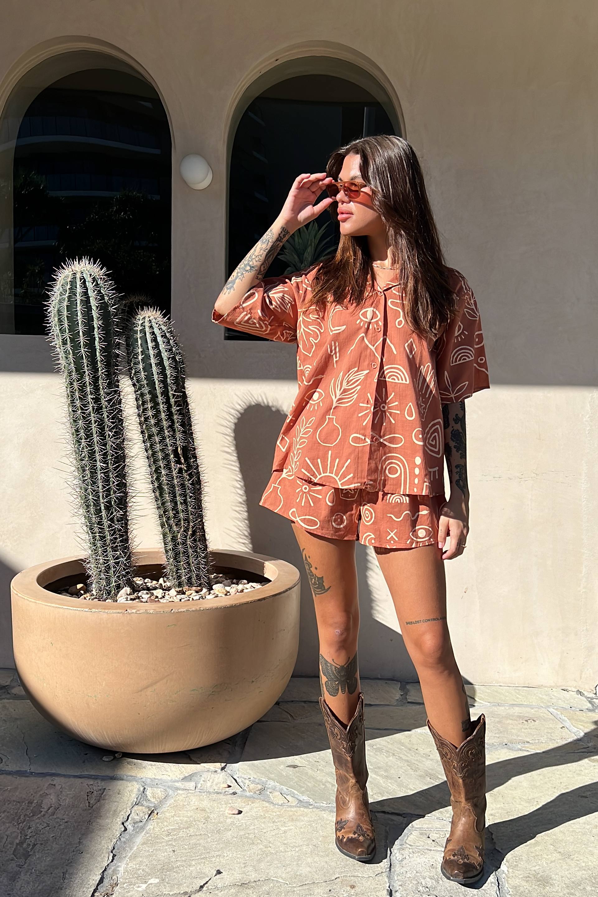 Cactus Sun Short Set - Rust