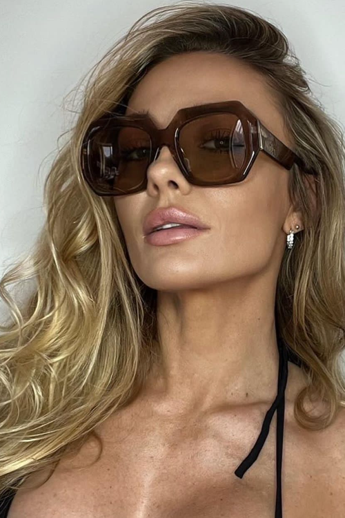 Valley Eyewear | Monolith | Transparent Mocha w. Gold Metal Trim / Light Brown Lens