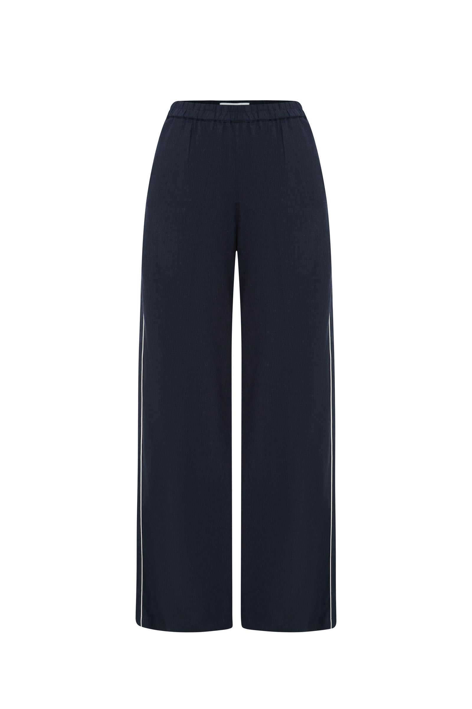 Kaia Linen Straight Pants - Ink