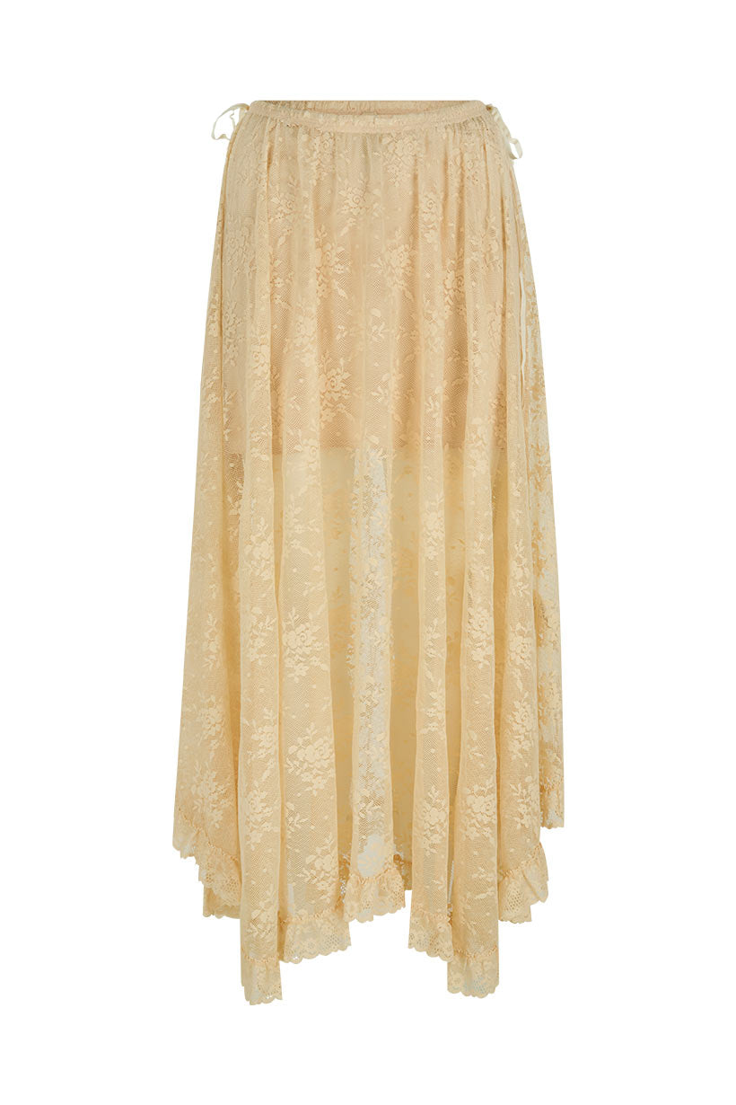 Labyrinth Lace Maxi Skirt - Peach Bliss