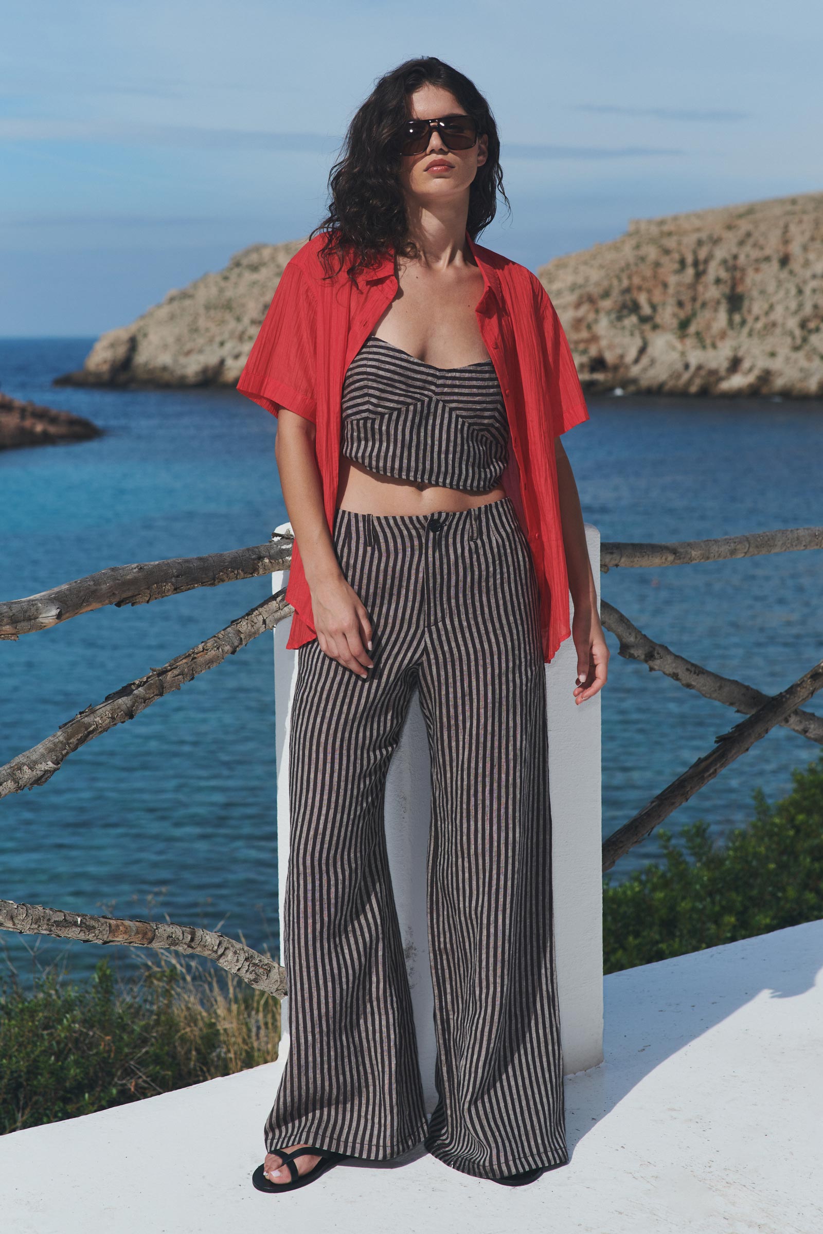 Loam Bustier Crop - Brown Stripe