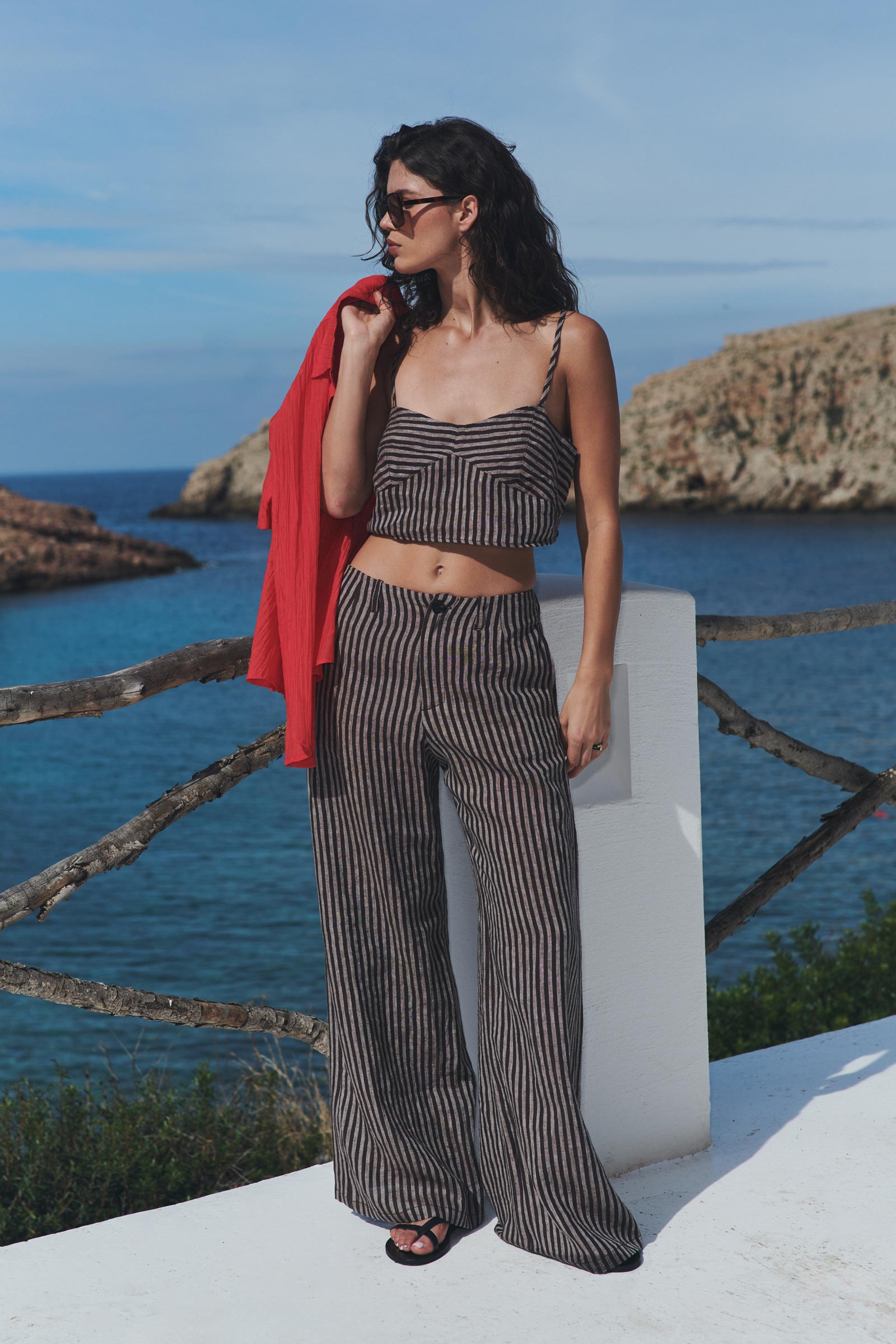 Loam Bustier Crop - Brown Stripe