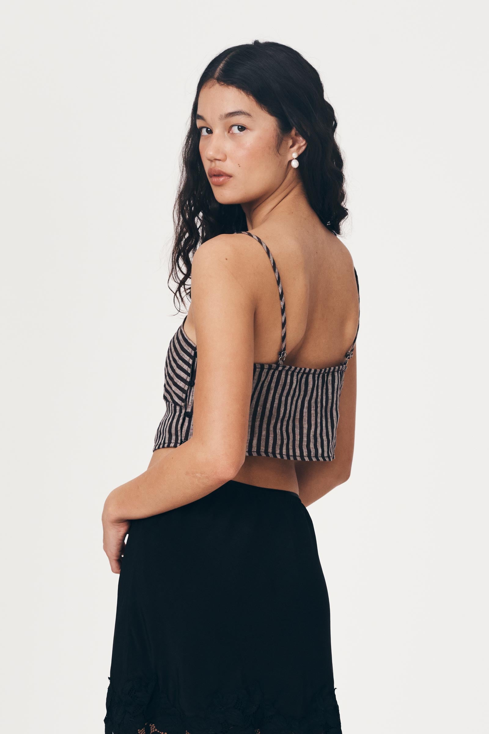 Loam Bustier Crop - Brown Stripe