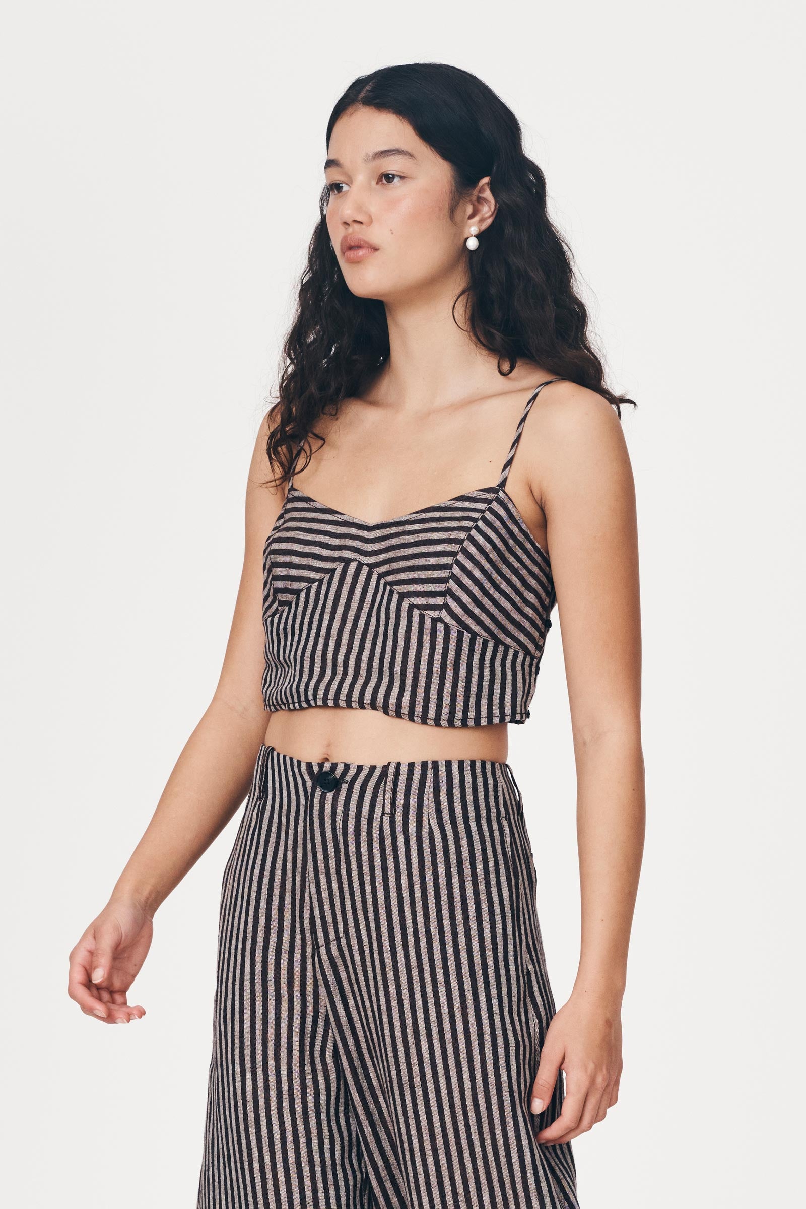 Loam Bustier Crop - Brown Stripe
