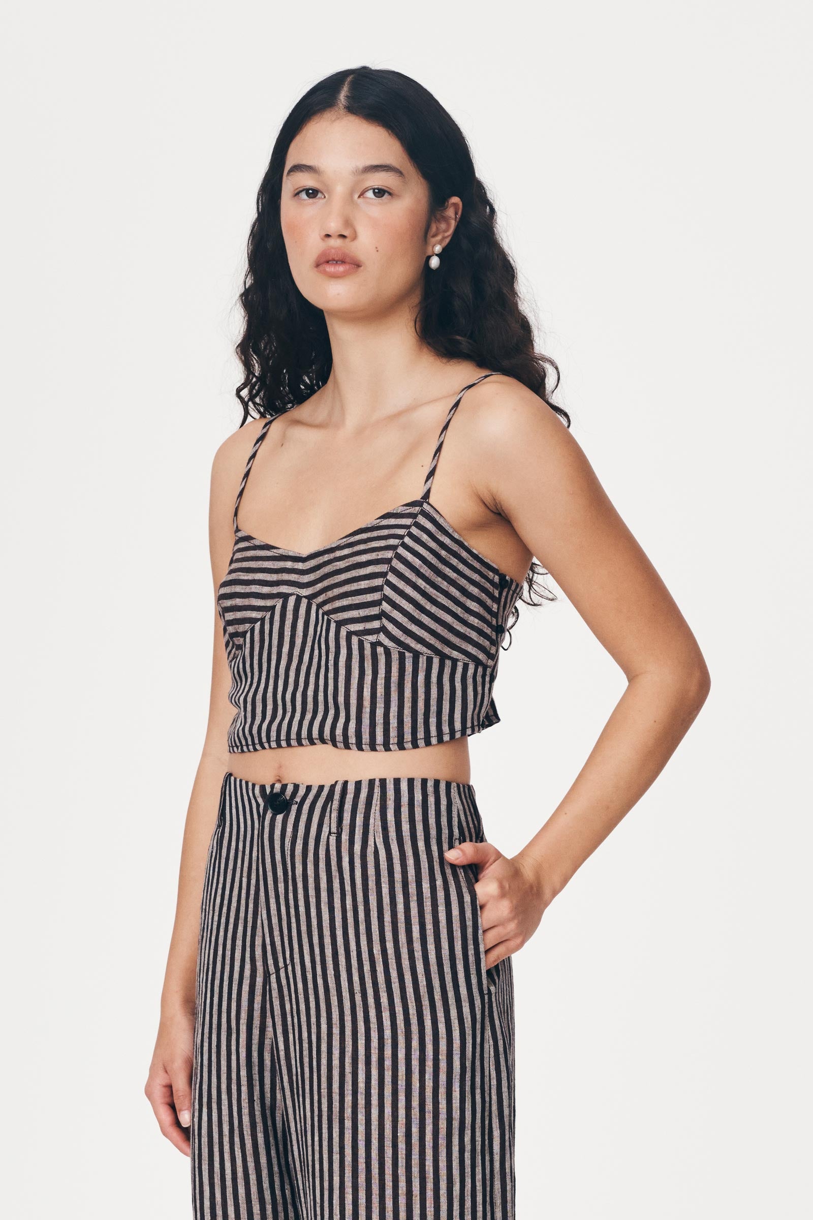 Loam Bustier Crop - Brown Stripe