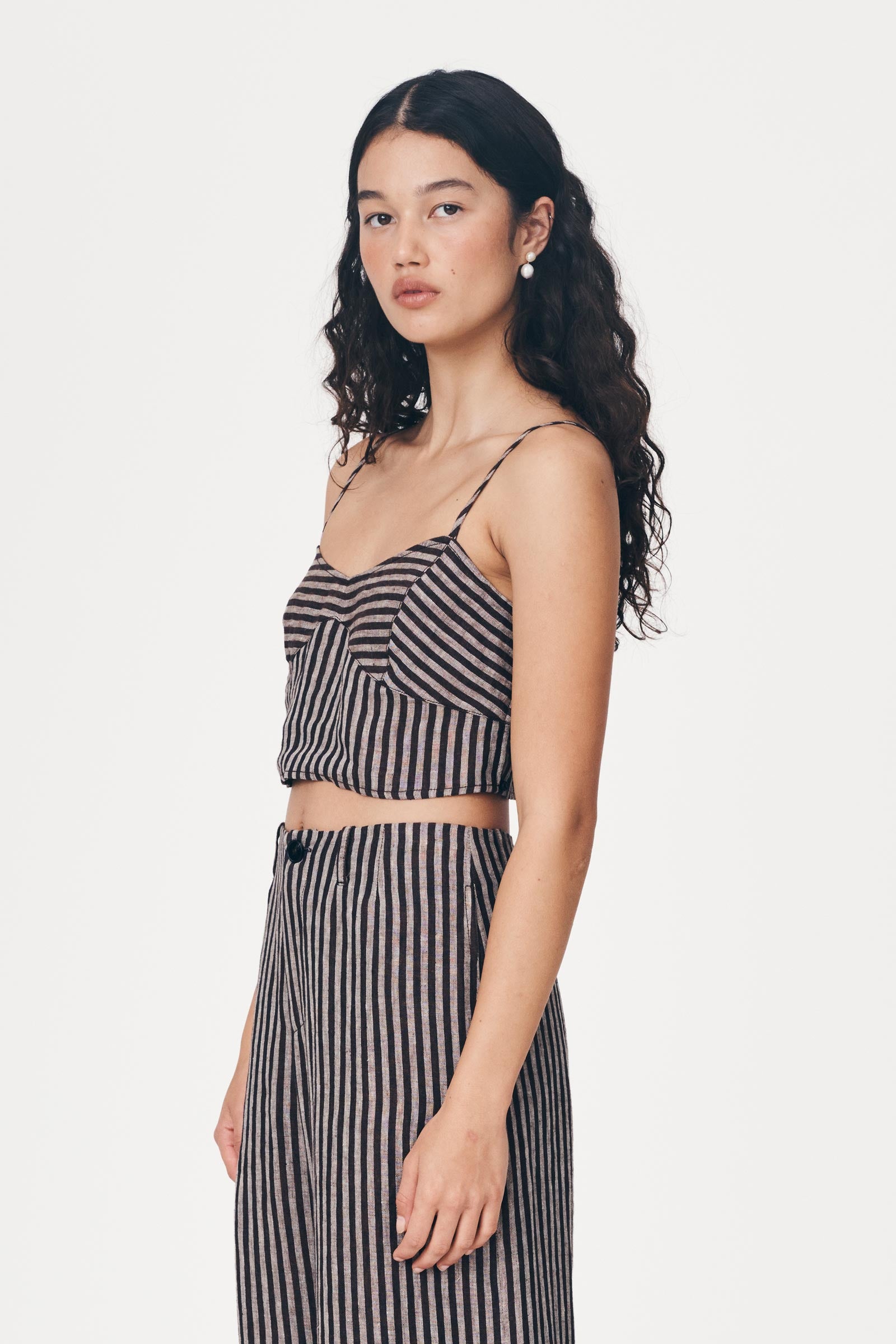 Loam Bustier Crop - Brown Stripe