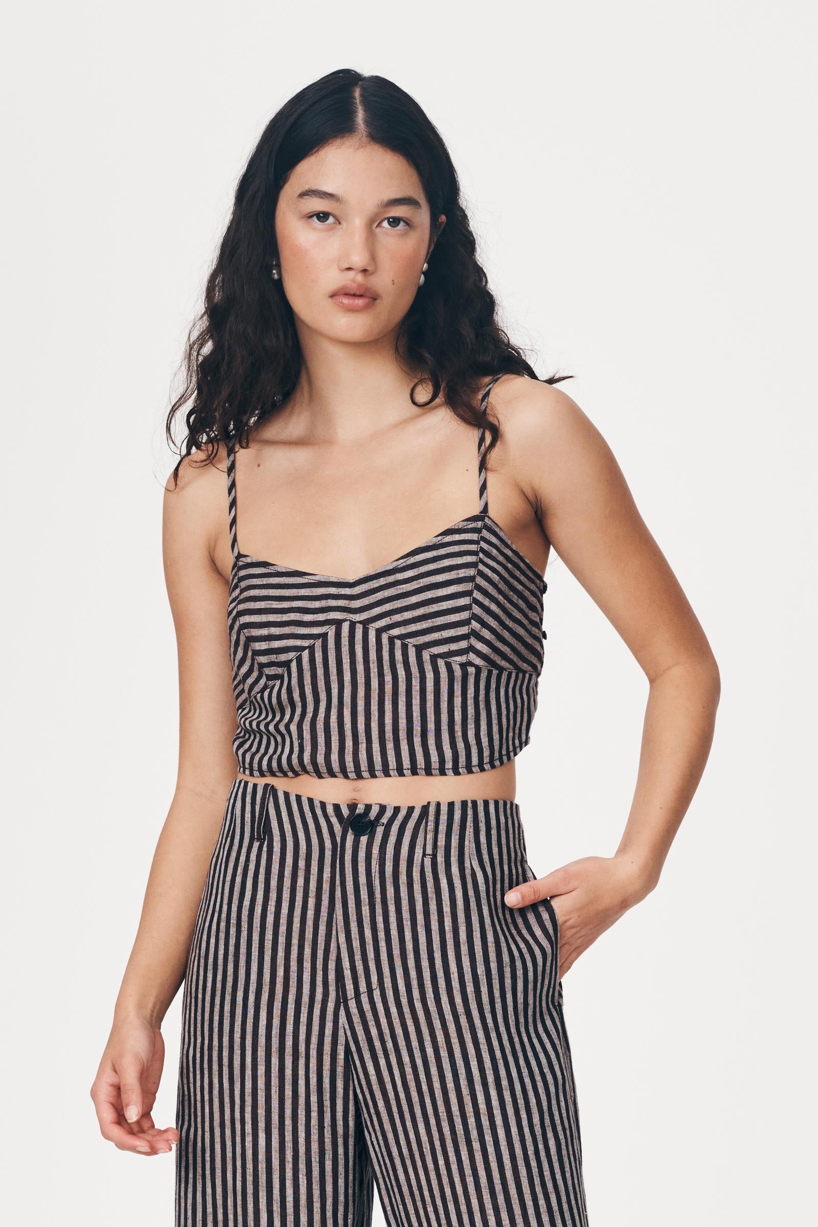 Loam Bustier Crop - Brown Stripe