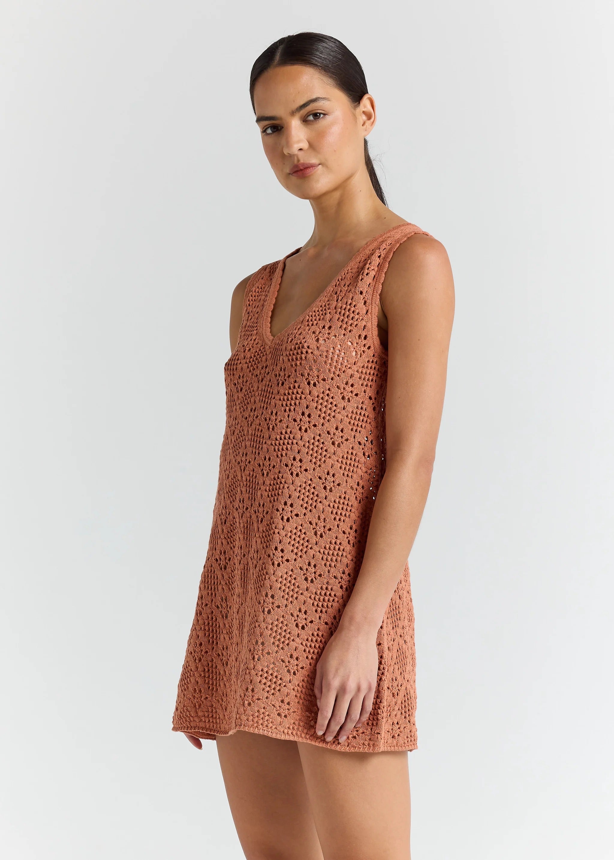Messina Knit V Dress - Amber