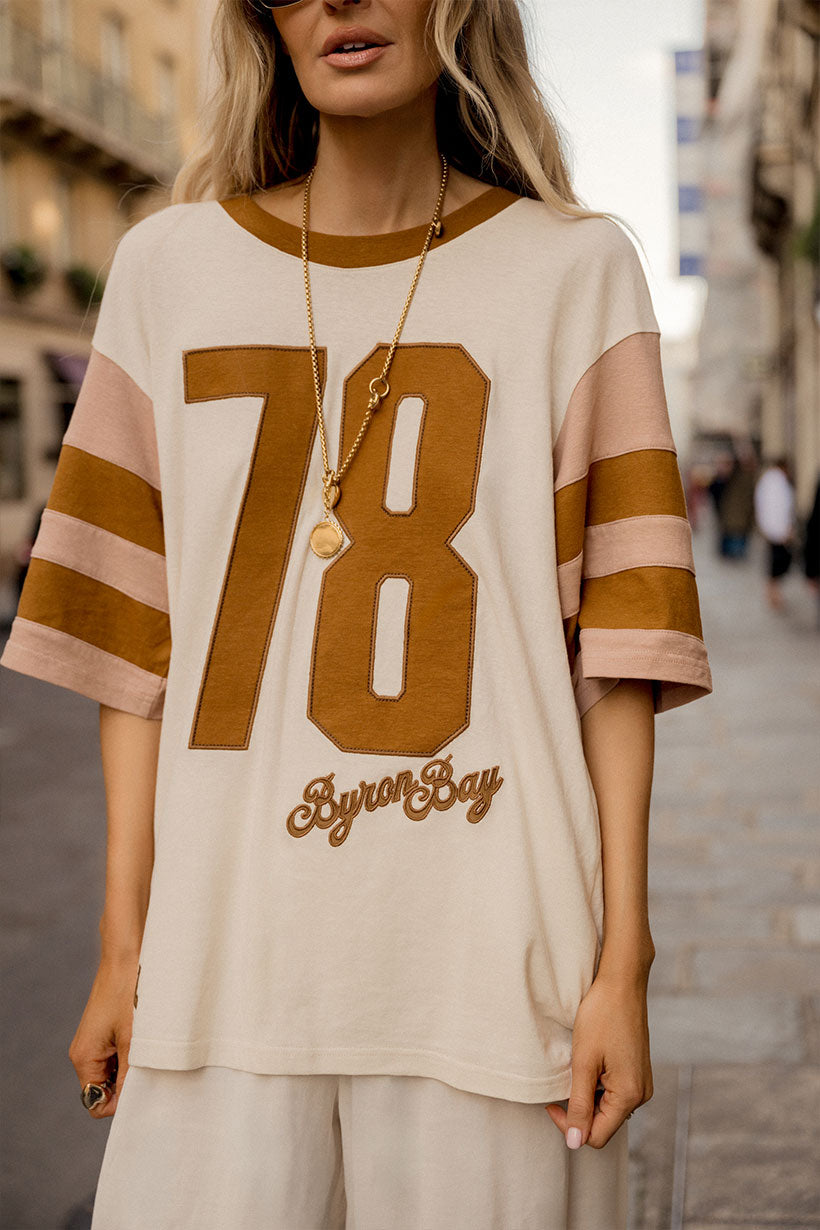 Homecoming Oversized Biker Tee - Stone (PRE-ORDER)