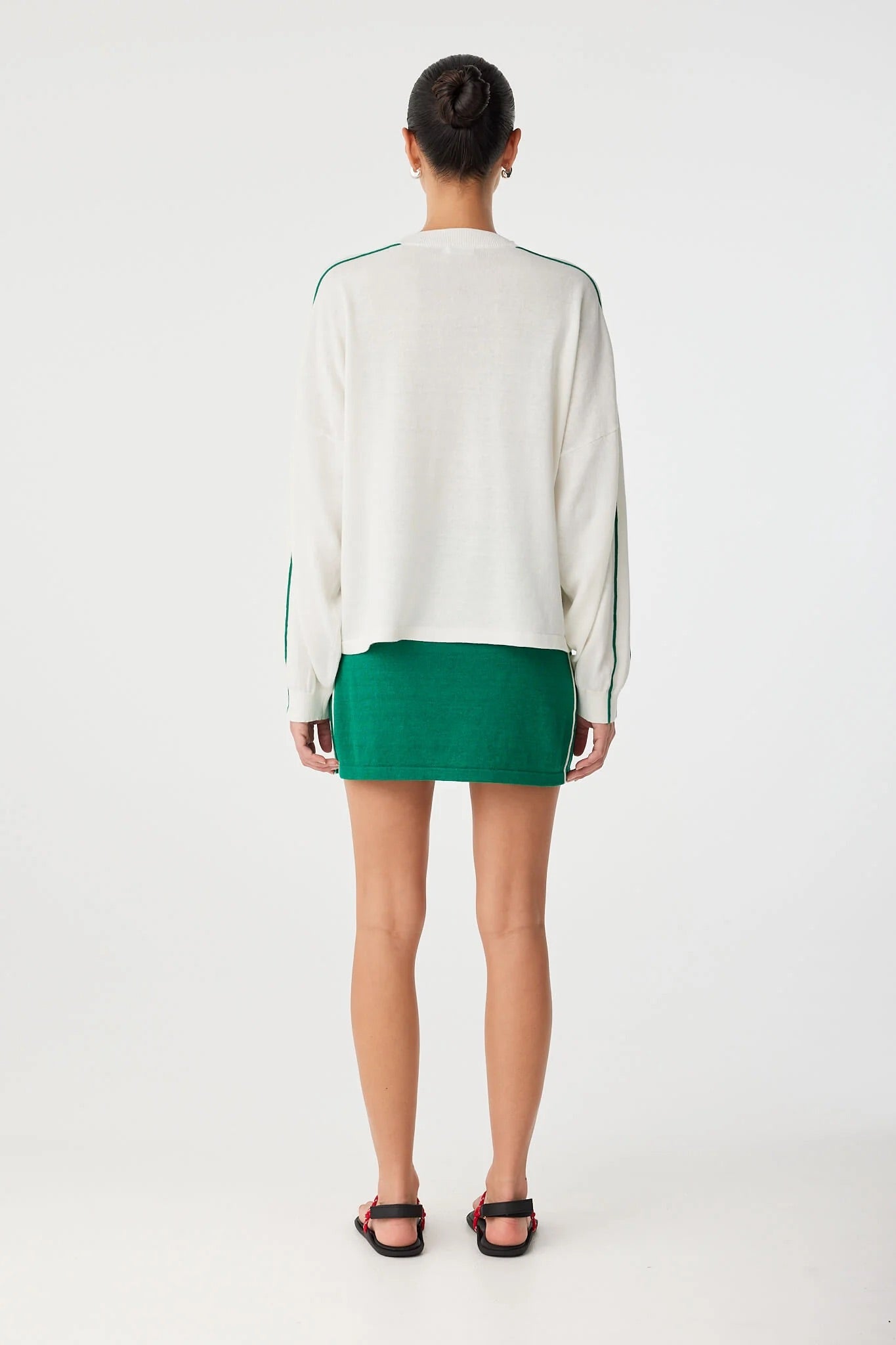 Pippa Long Sleeve - Cream & Palm Green