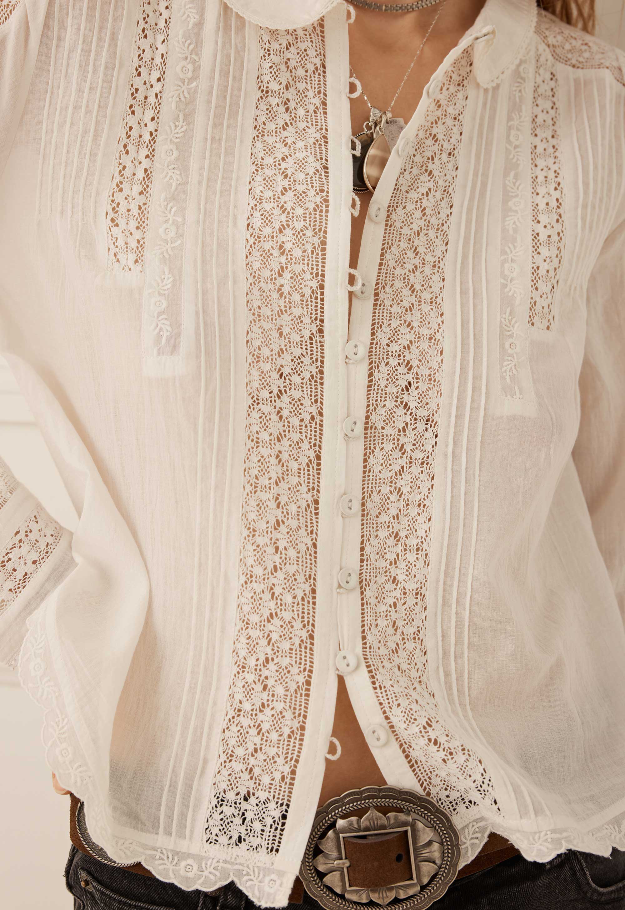 Prairie Long Sleeve Blouse - Antique White