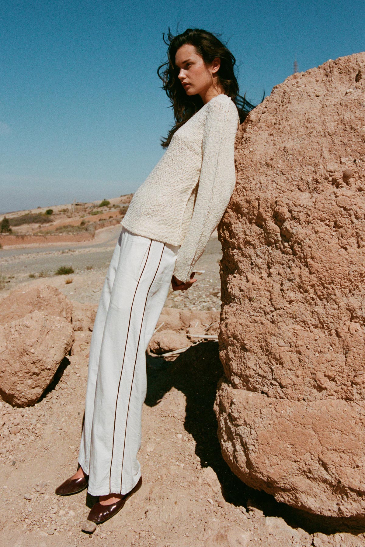 Kaia Linen Straight Pants - Bone