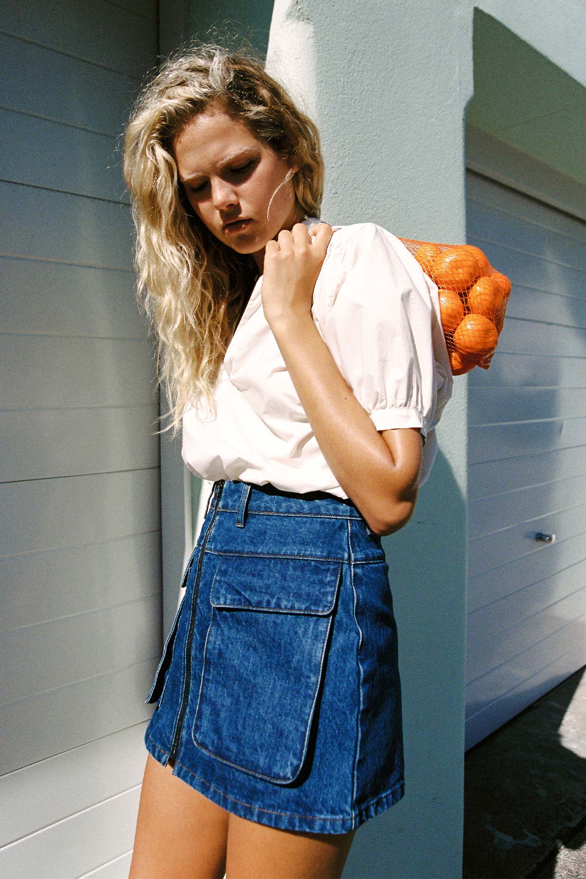 Alfred Zip Mini Skirt - Washed Indigo