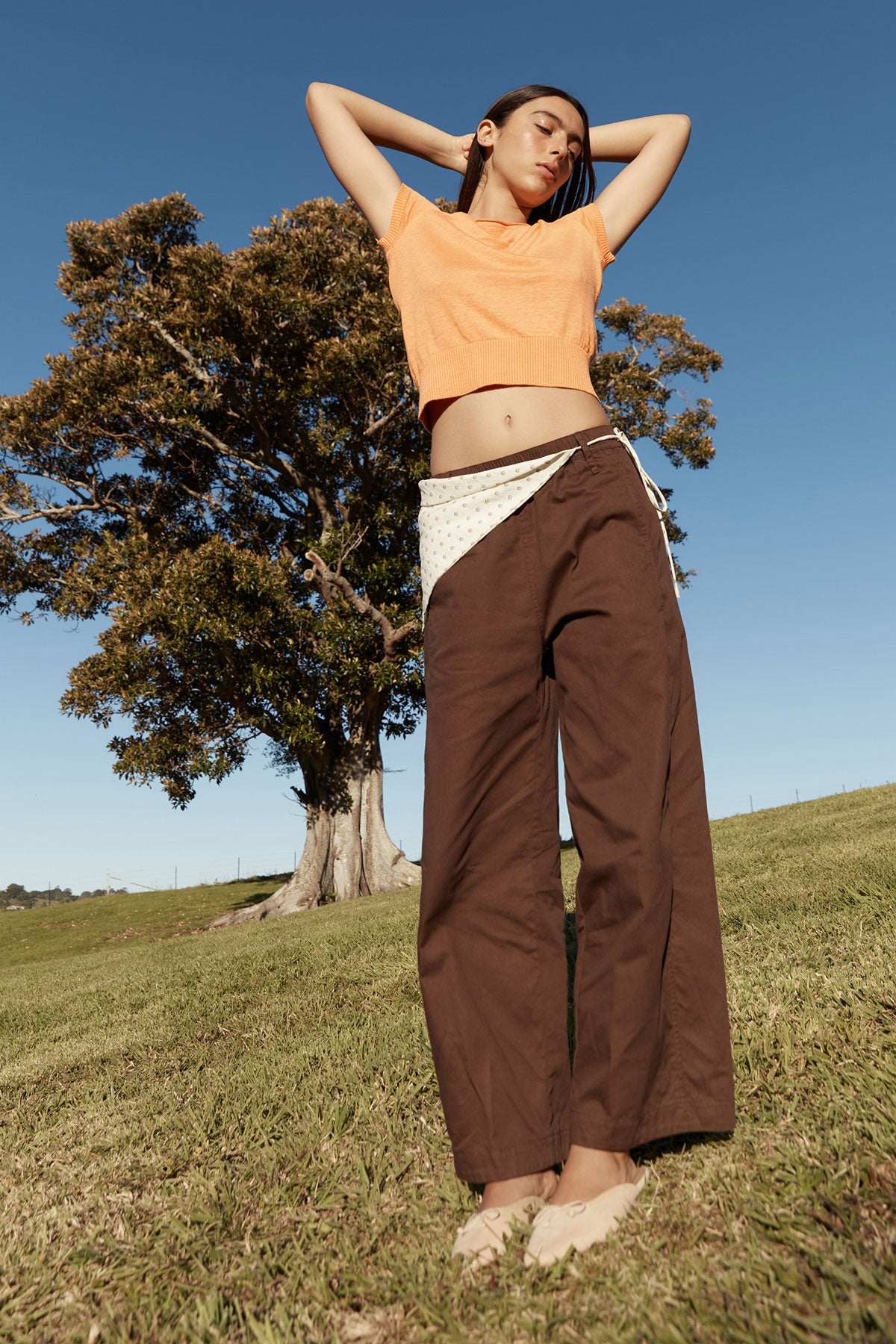 Sera Linen Knit Top - Tangerine
