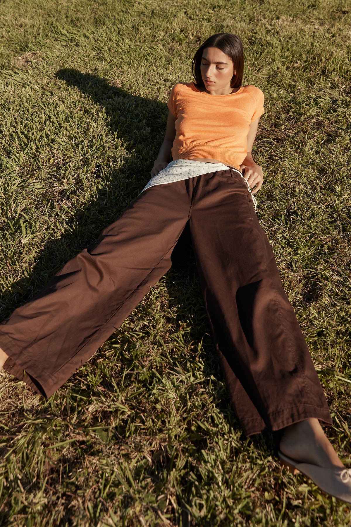 Sera Linen Knit Top - Tangerine
