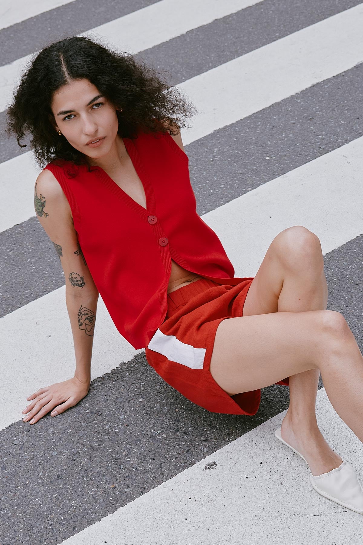 Simone Linen Shorts - Red