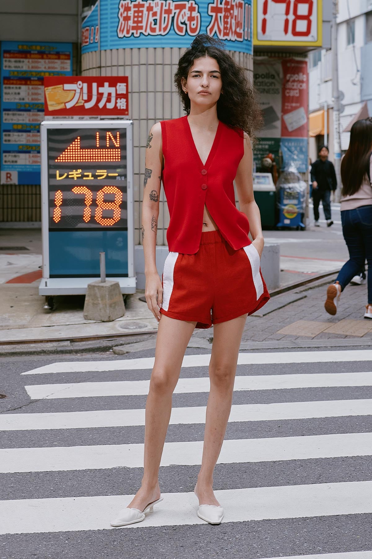 Simone Linen Shorts - Red