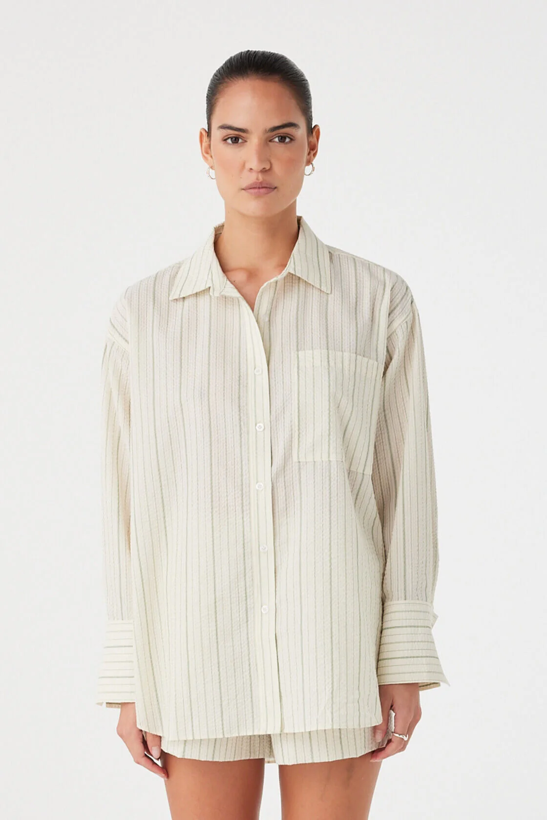 Rae Boxer Short - Olive Stripe
