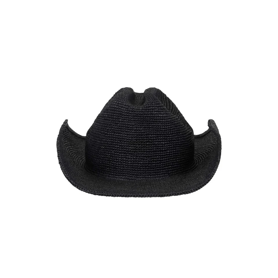 Raffia Cowboy Hat - Noir