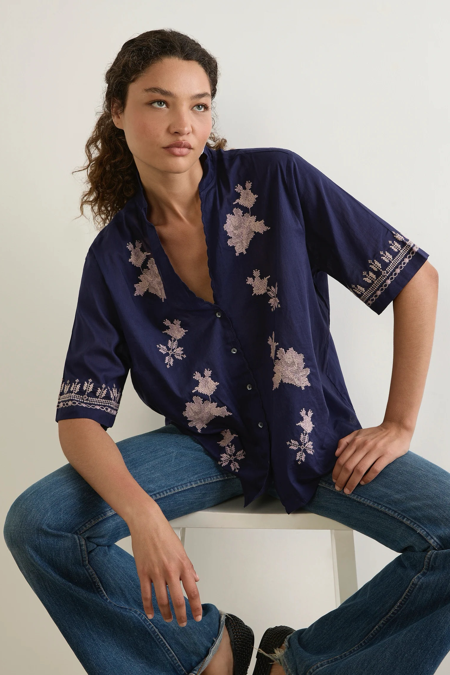 Reign Blouse - Navy