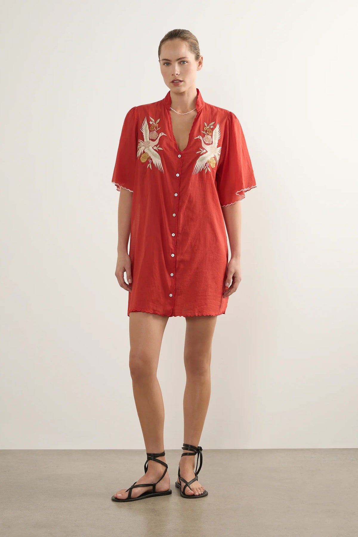 Zoe Shirt Dress - Red