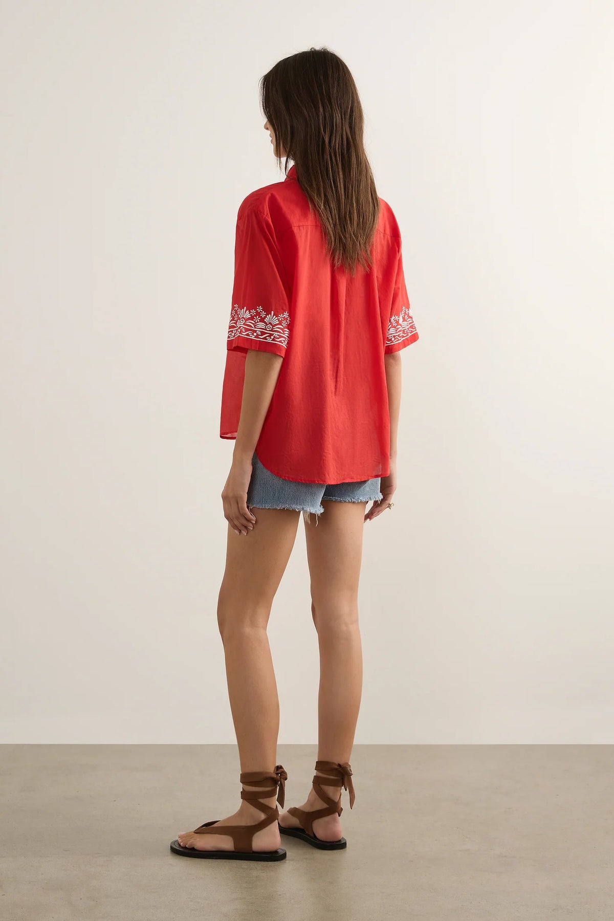 Sardine Embroidered Blouse - Red