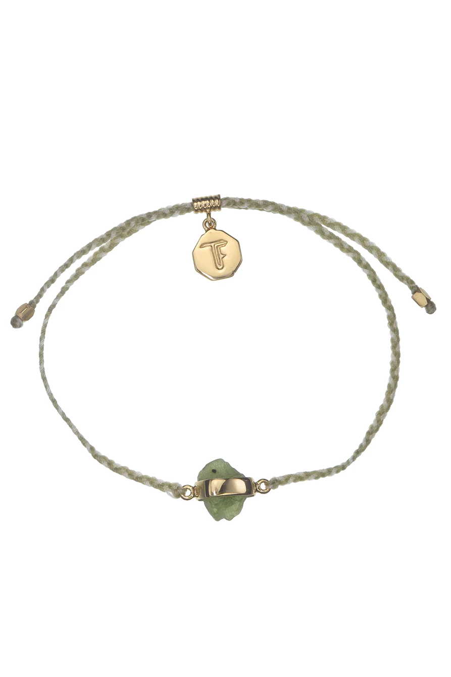Peridot Crystal Bracelet | Sage Green and Cream - Gold
