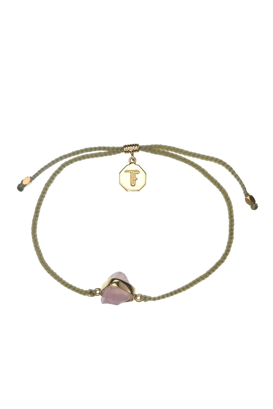 Rose Quartz Bracelet | Sage Green - Gold