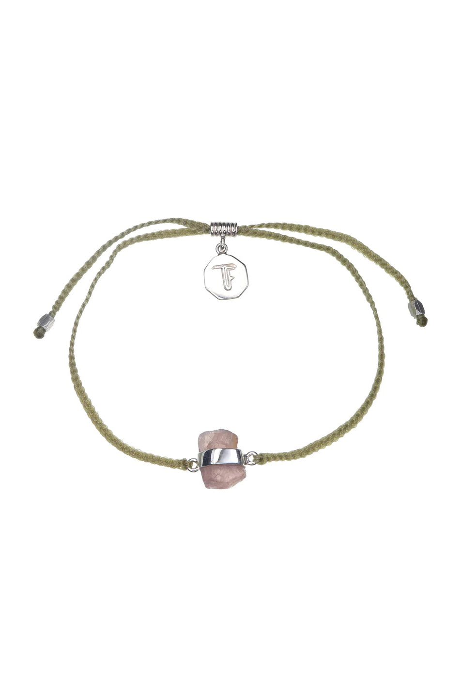 Rose Quartz Bracelet | Sage Green - Silver