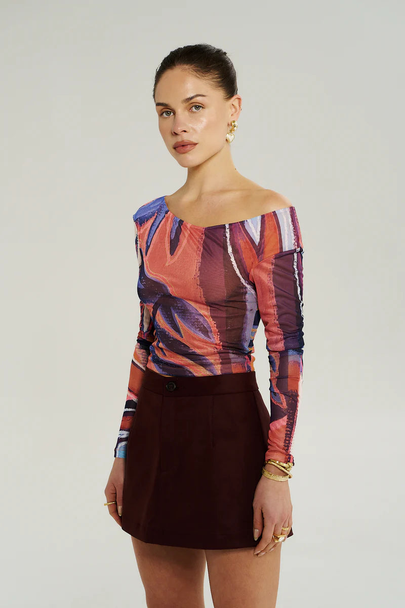 LS Off Shoulder Top - Bordeaux