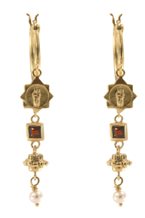 Cleopatra's Bling | Jeanne Earrings With Garnet - Gold