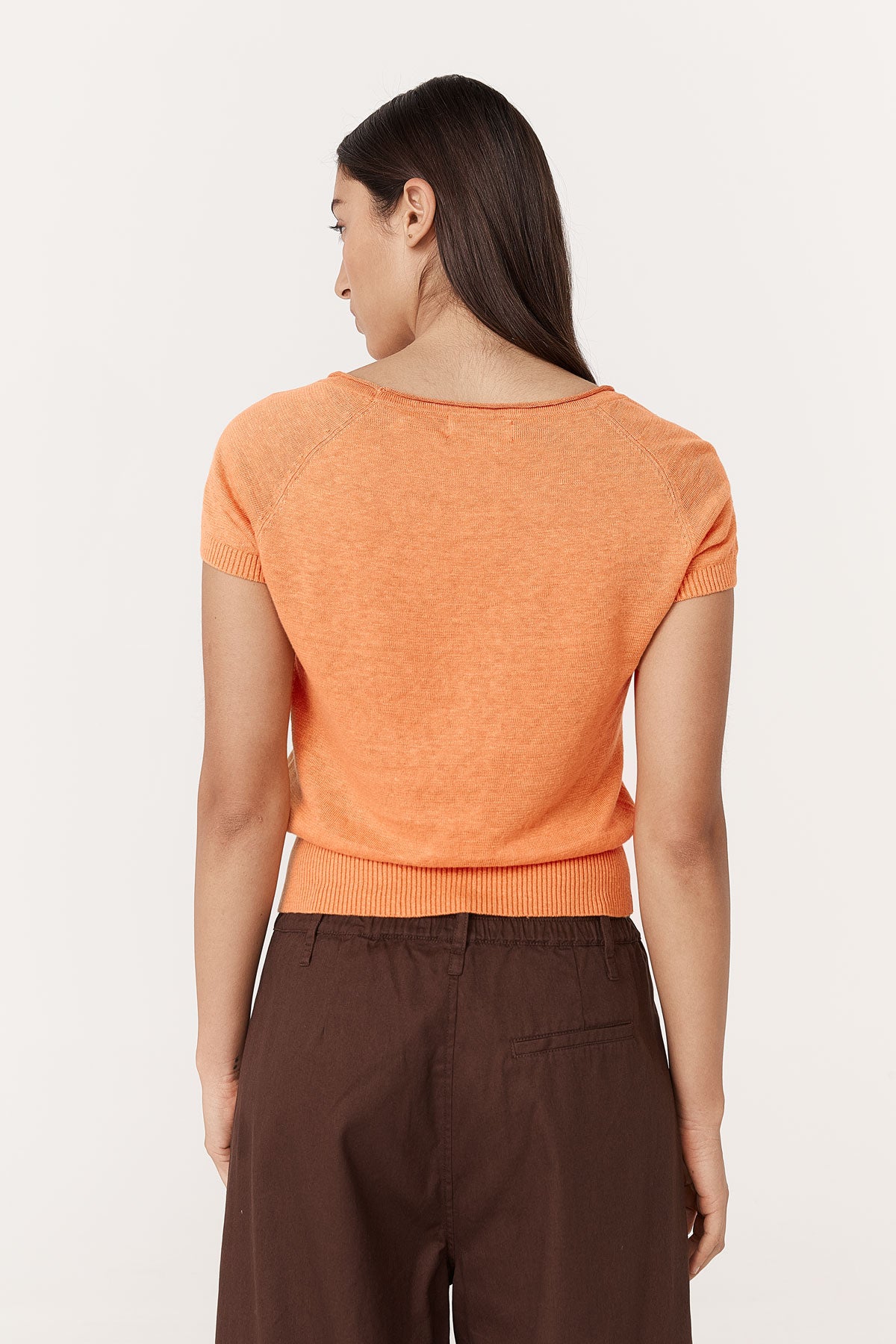 Sera Linen Knit Top - Tangerine