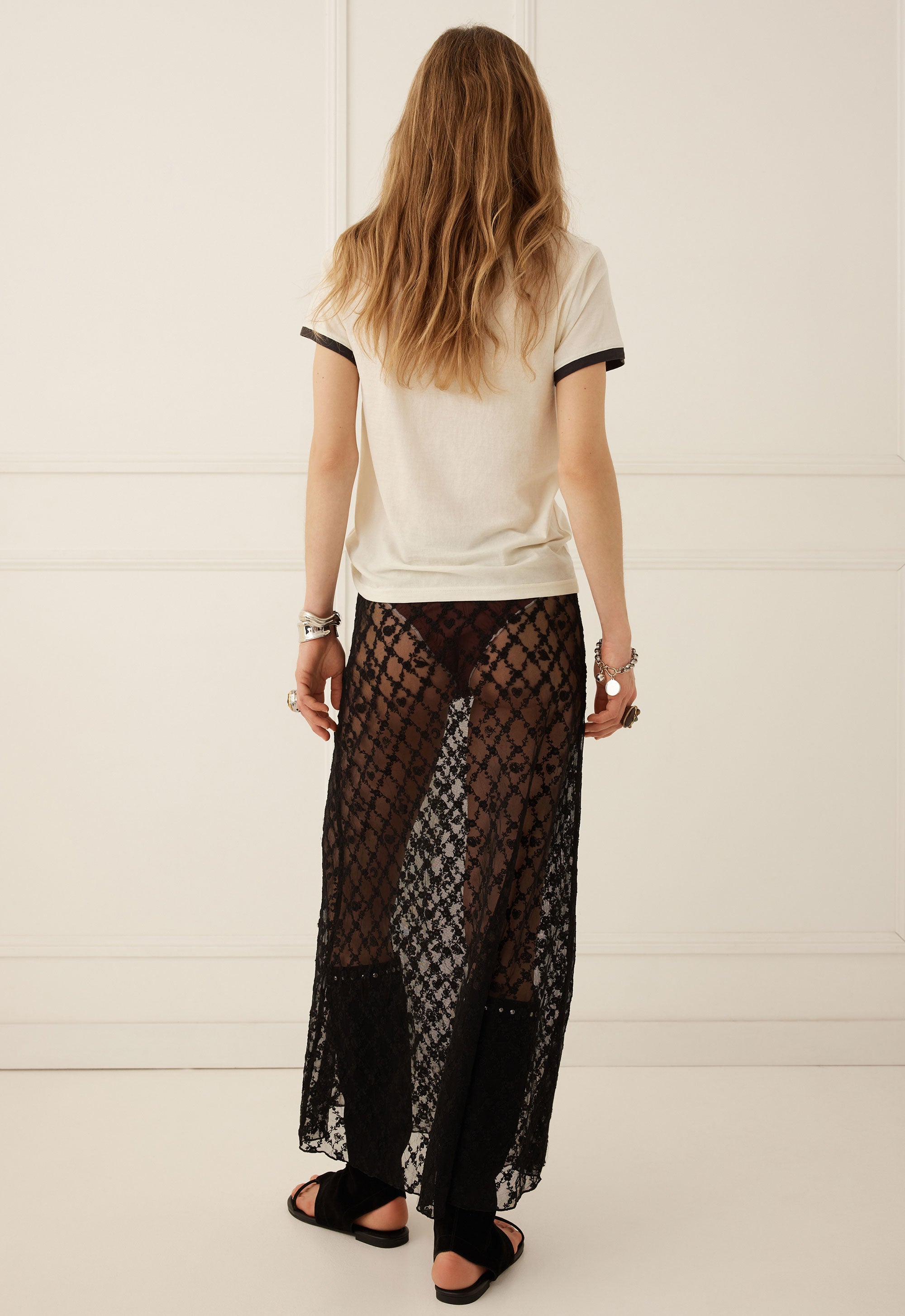 Serpent Lace Maxi Skirt - Noir