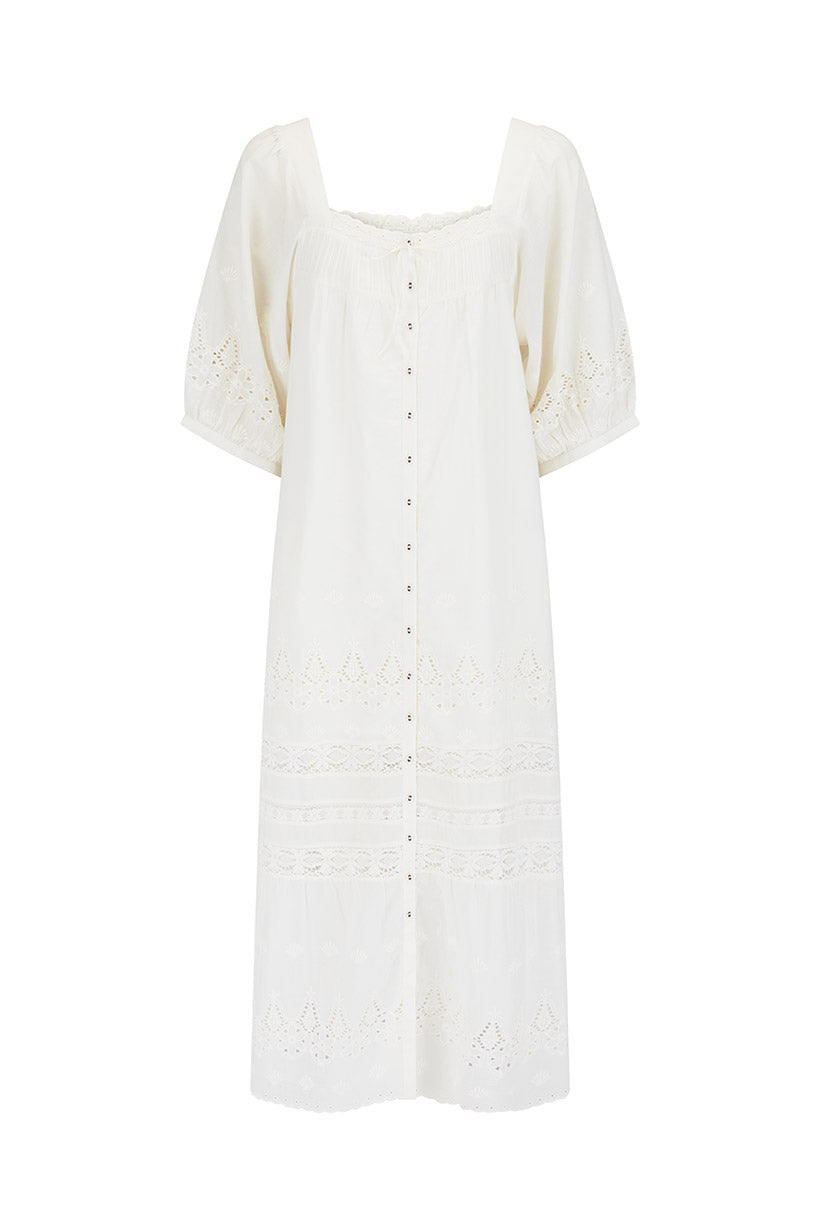Maiden Lace Midi Dress - White