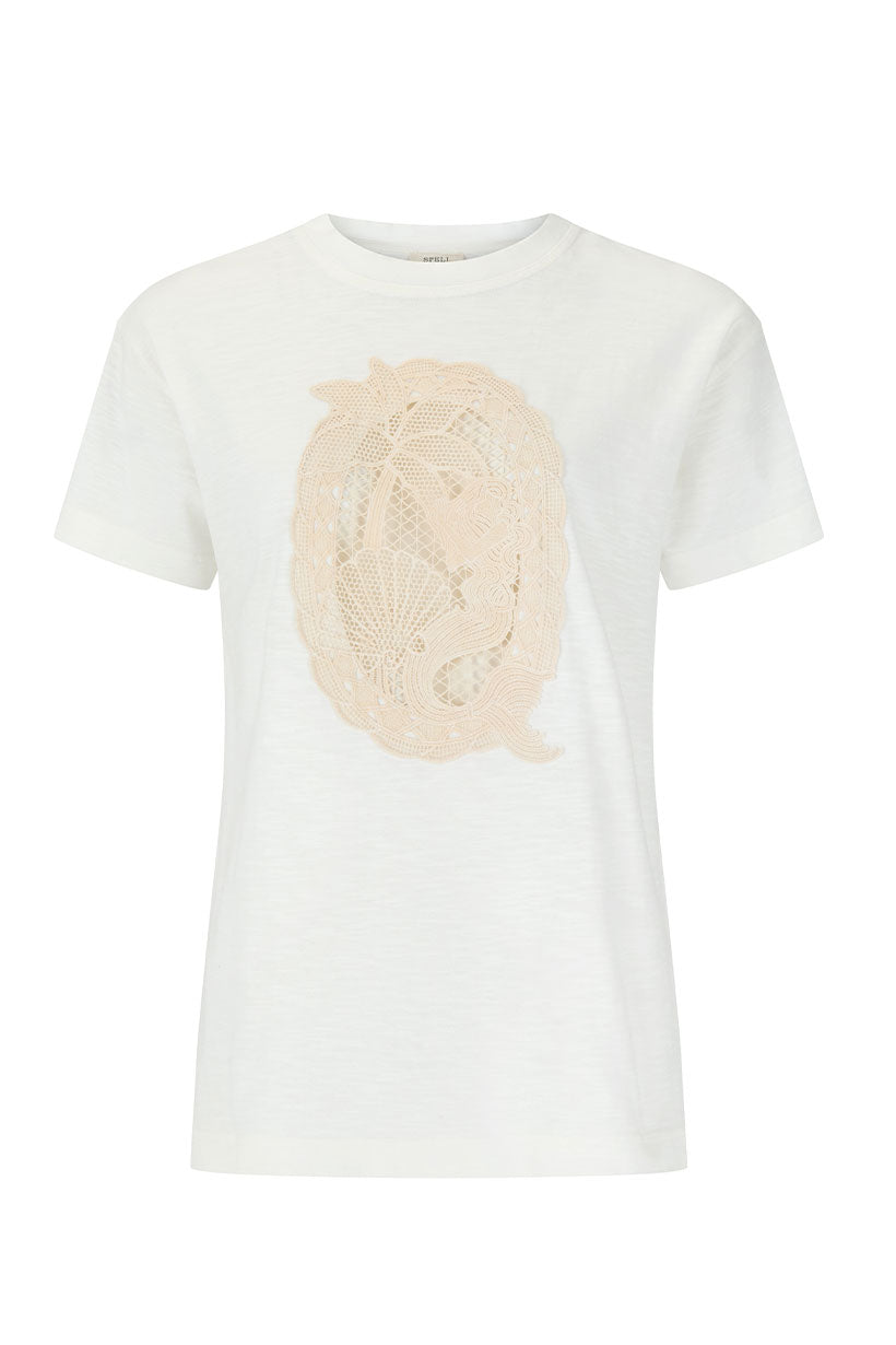 Mermaid Cove Applique Tee - White Sands