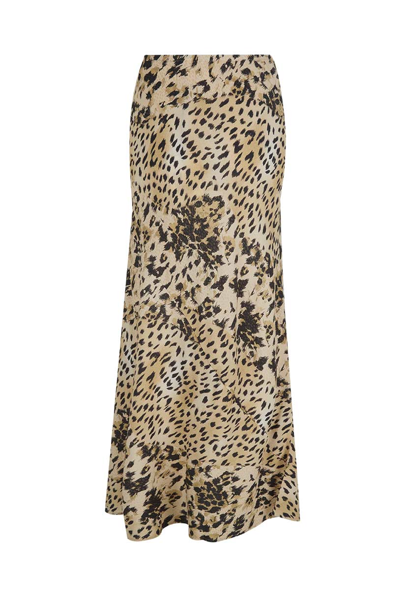 Snow Leopard Bias Maxi Skirt - Animal