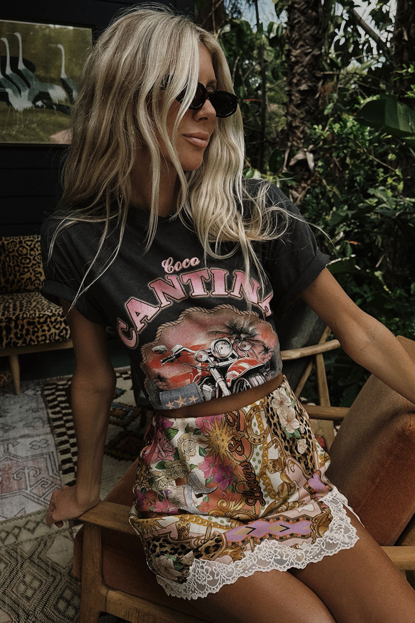 Coco Cantina Biker Tee - Charcoal