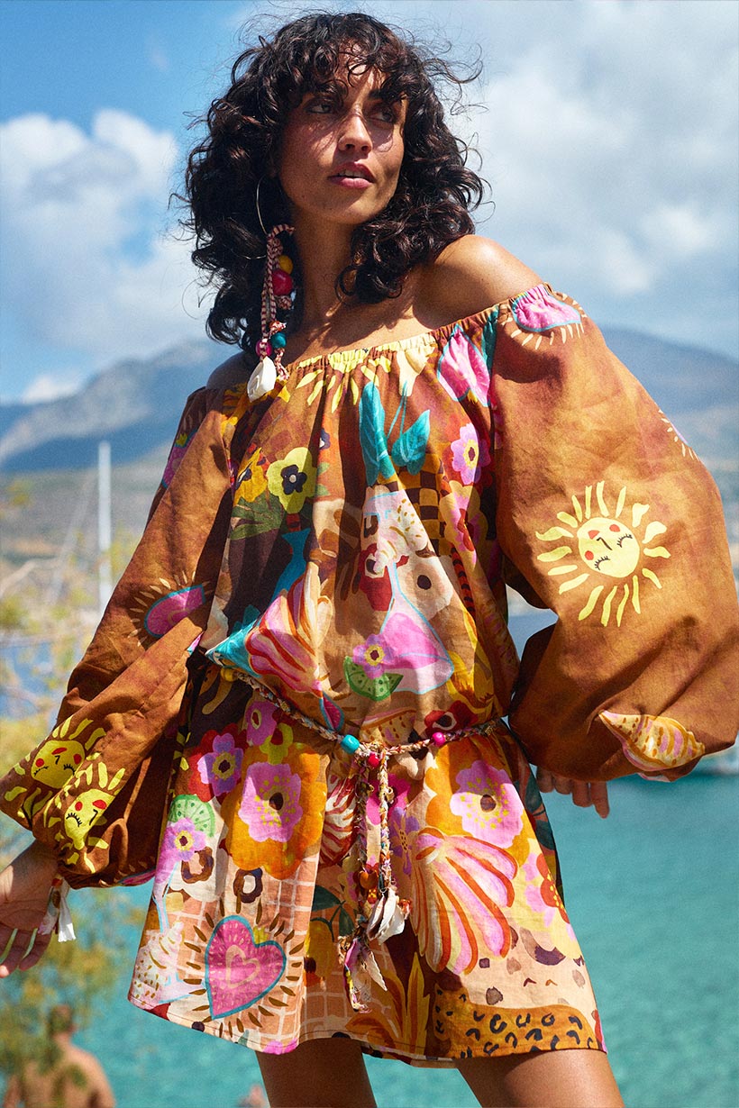 Birth Of Venus Tunic Dress - Caramel