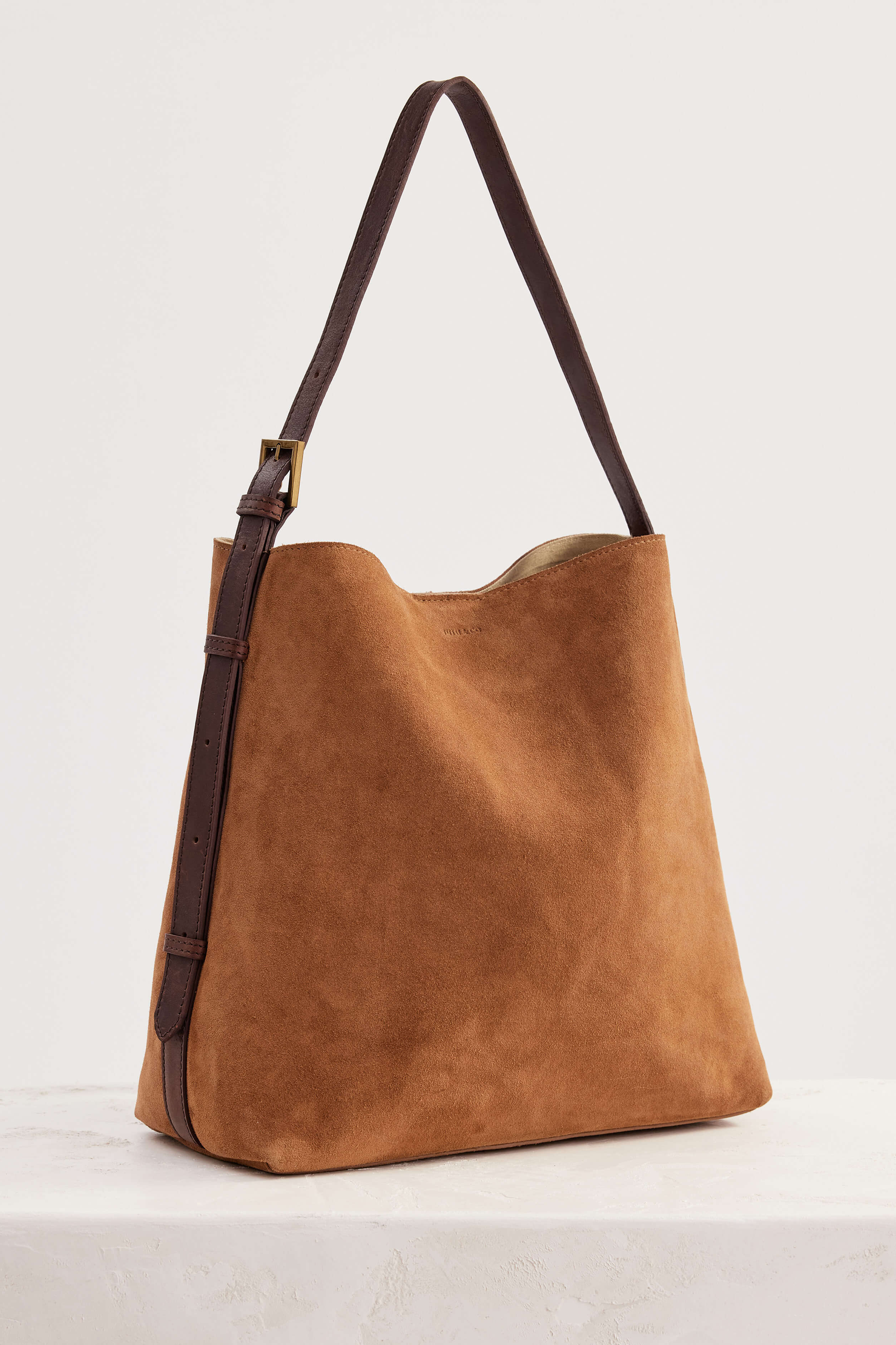 Suede Cabas Tote - Camel