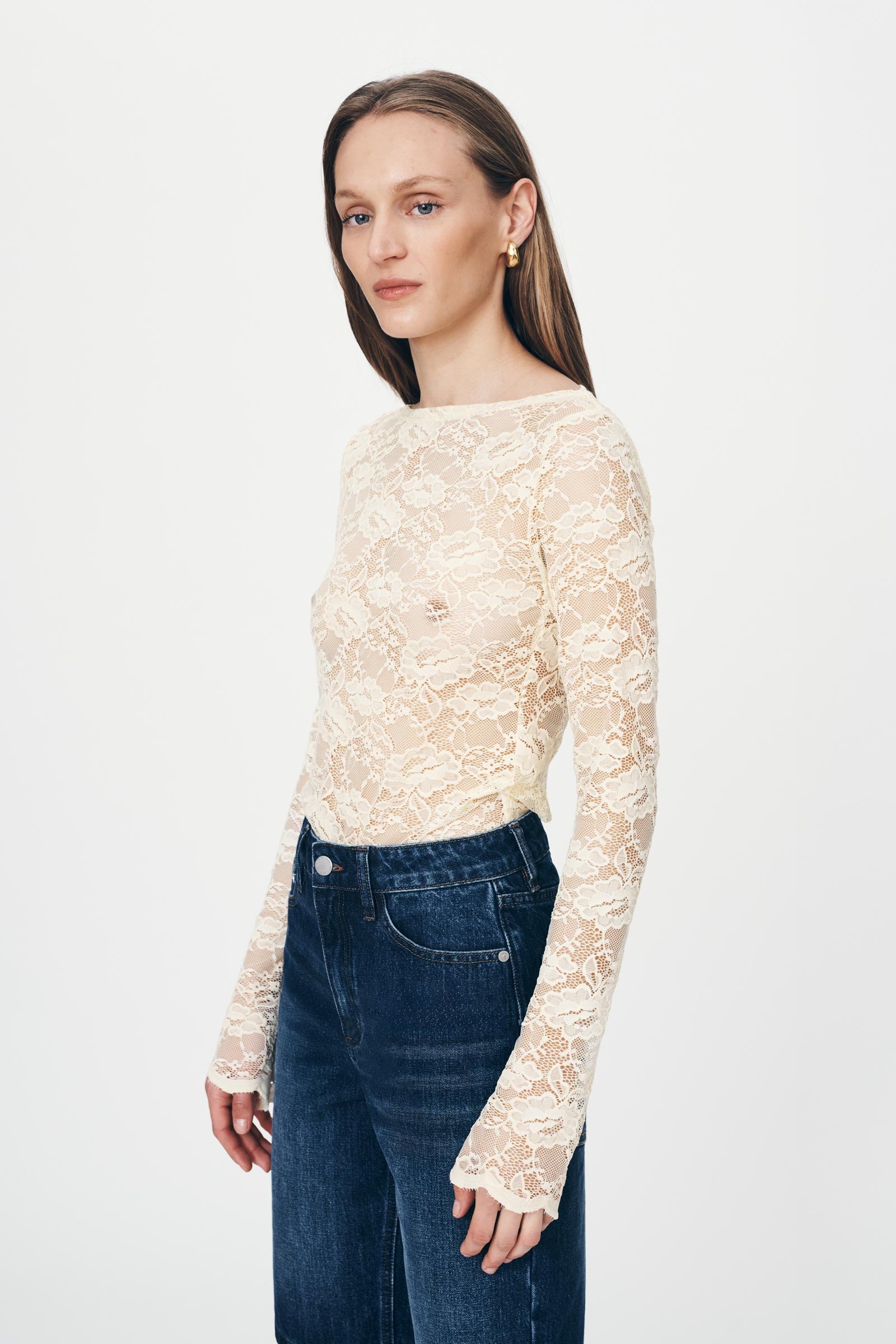 Tonya Rose Lace Top - Creme